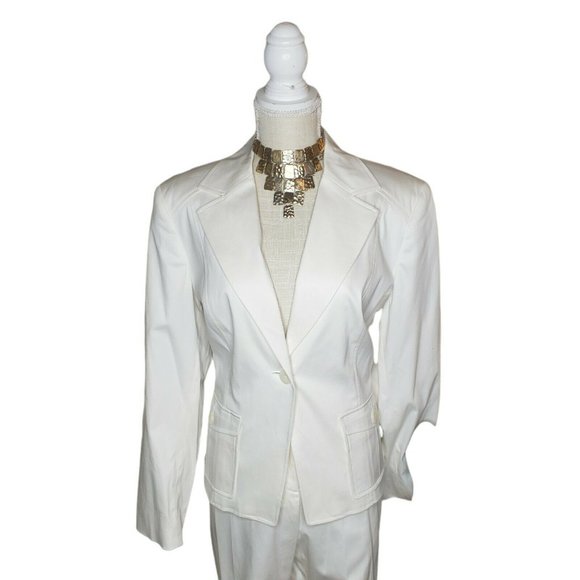 Worthington 2 pc ,VNT White Pants Suit S 14 Cotton, Y2K ,Monochromatic ,Preppy - Picture 2 of 12